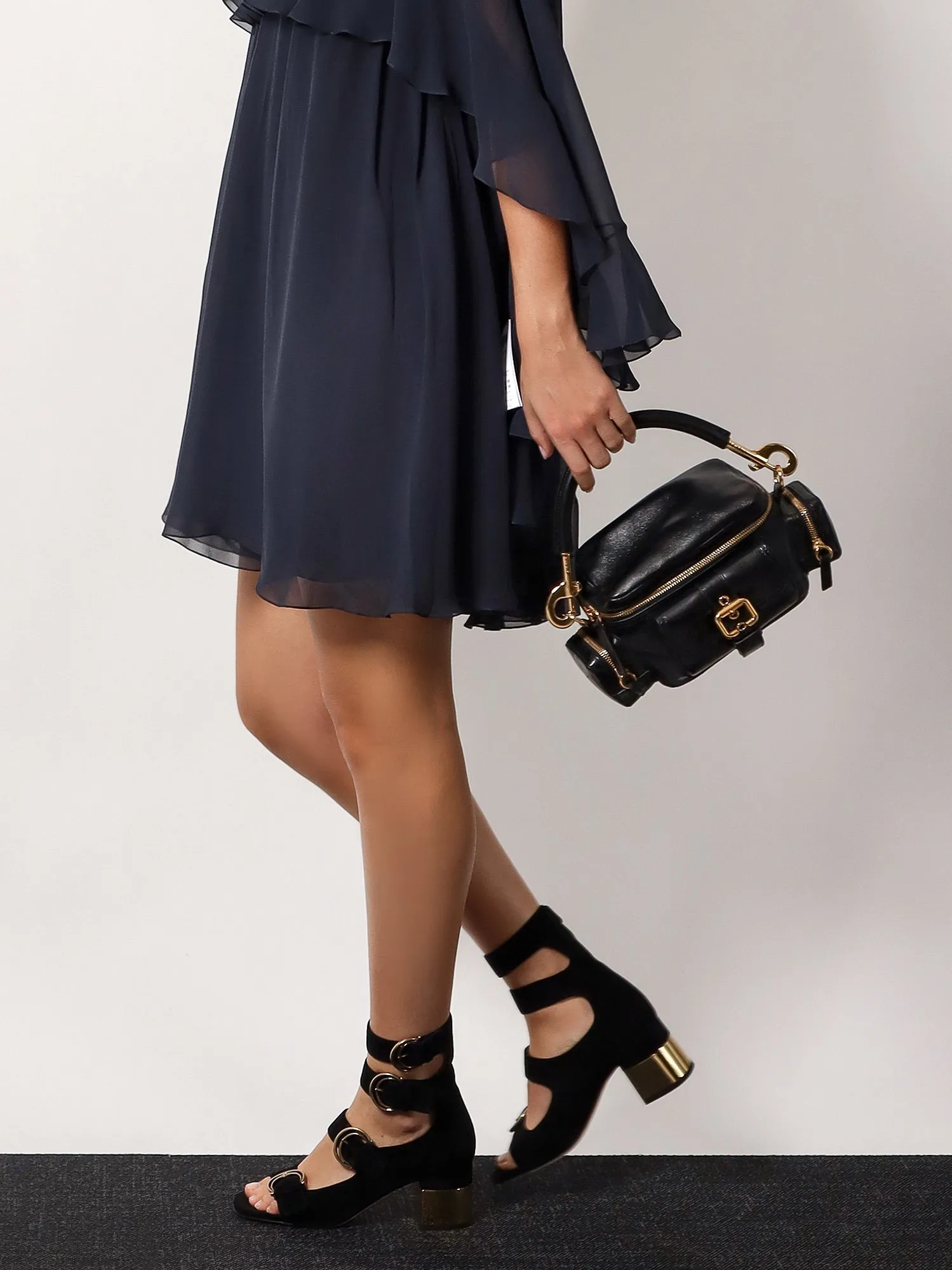 Chloe' Small Double Carry Leather Bag With Multipocket Detail