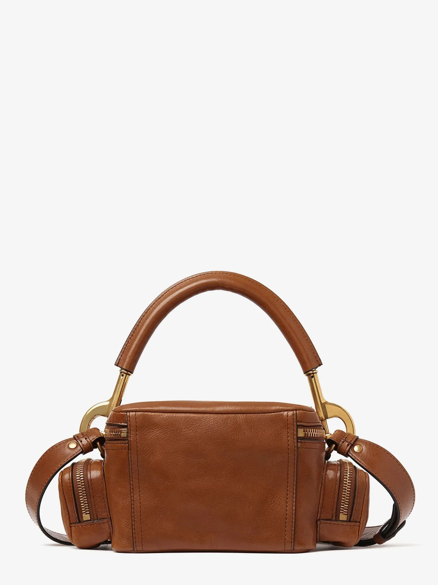 Chloe' Small Double Carry Leather Bag With Multipocket Detail