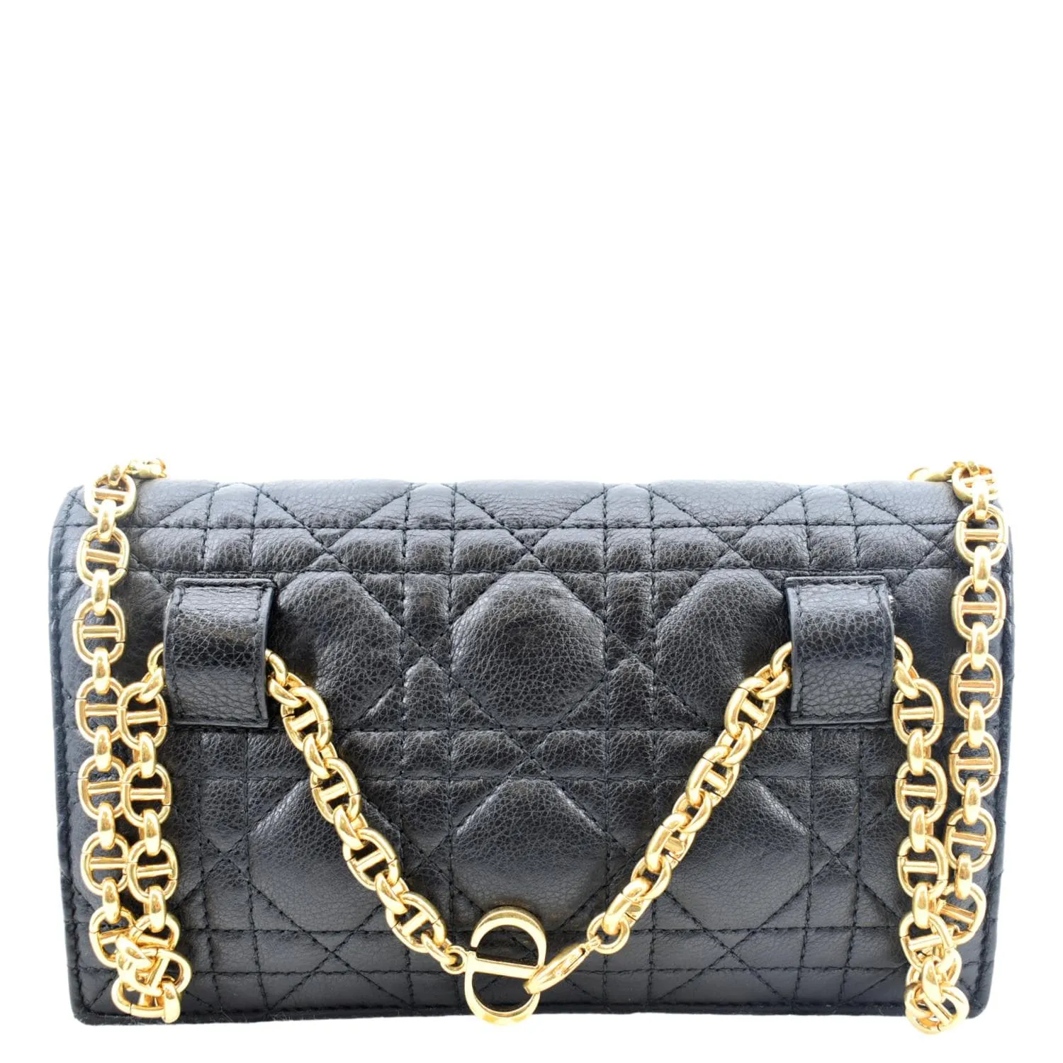 CHRISTIAN DIOR Caro Cannage Calf Leather Shoulder Bag Black