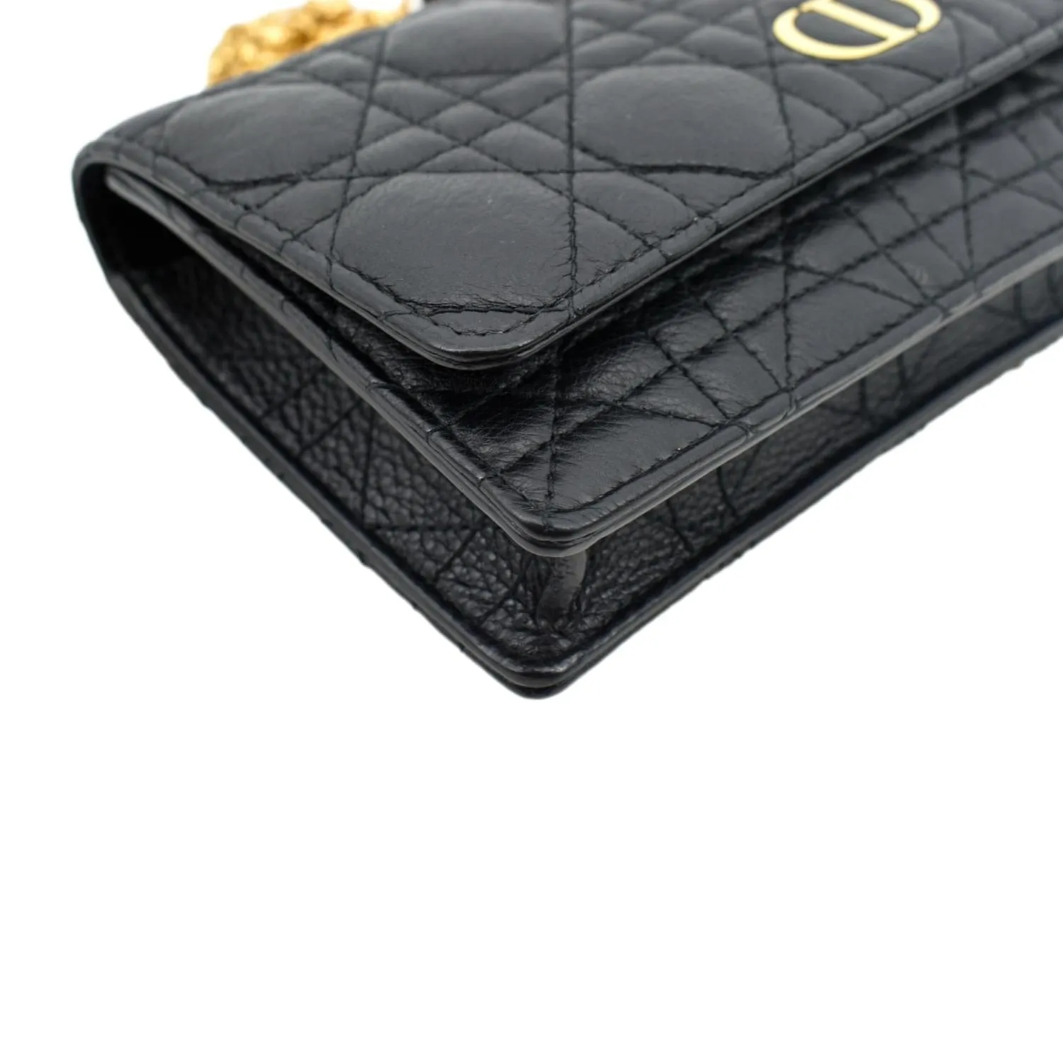 CHRISTIAN DIOR Caro Cannage Calf Leather Shoulder Bag Black