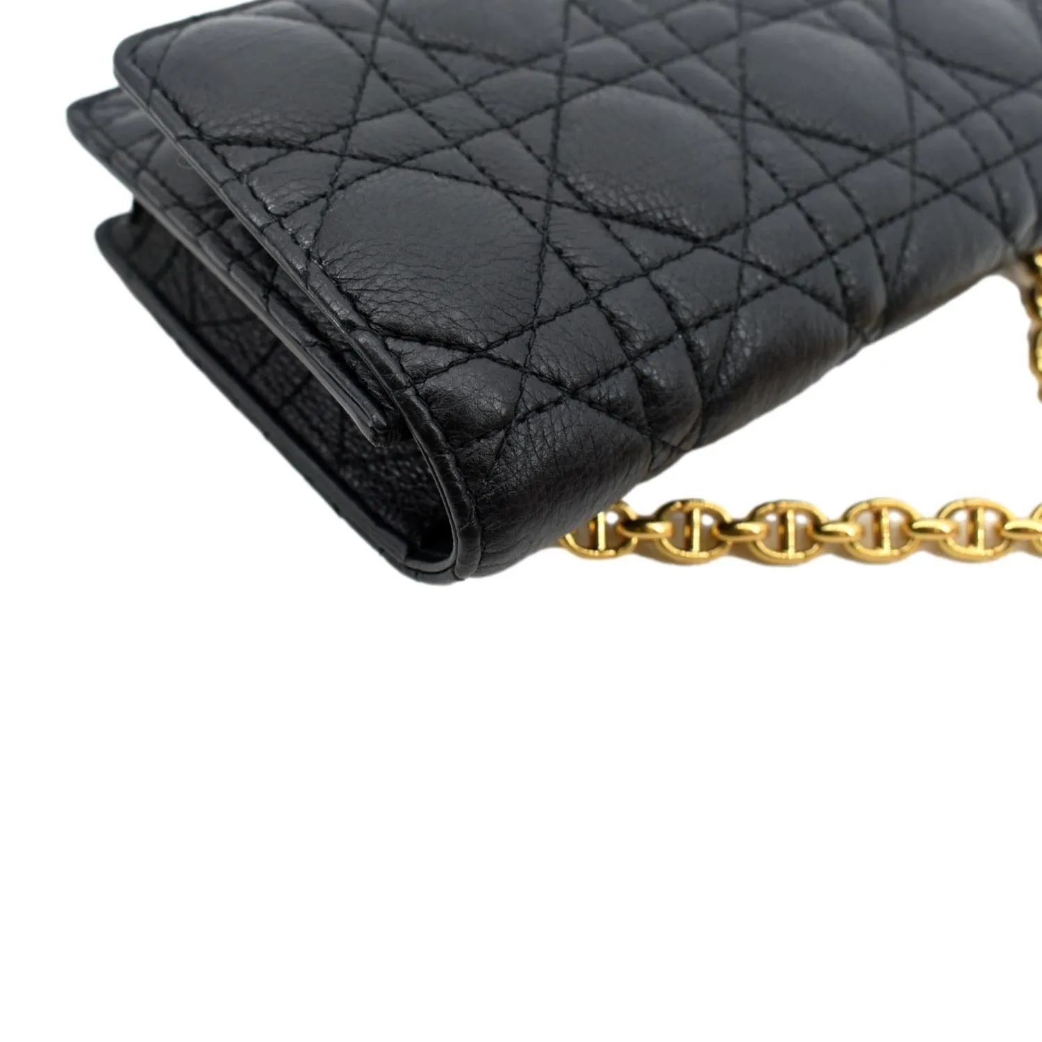 CHRISTIAN DIOR Caro Cannage Calf Leather Shoulder Bag Black