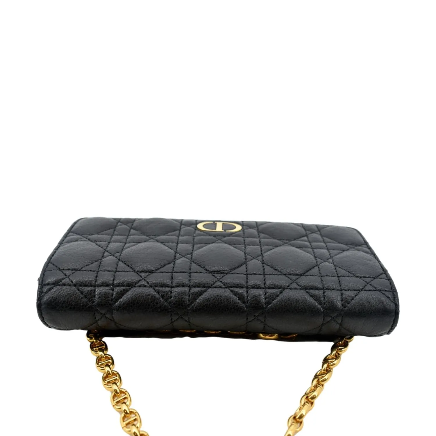CHRISTIAN DIOR Caro Cannage Calf Leather Shoulder Bag Black