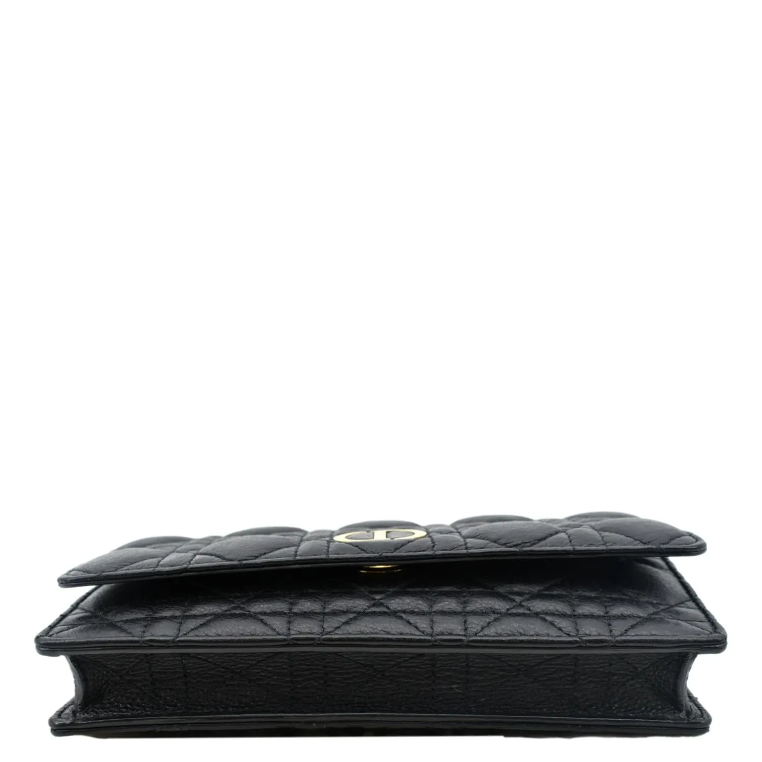 CHRISTIAN DIOR Caro Cannage Calf Leather Shoulder Bag Black