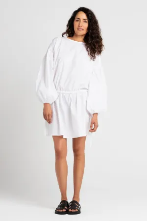 Clara Balloon Sleeve Mini Dress White