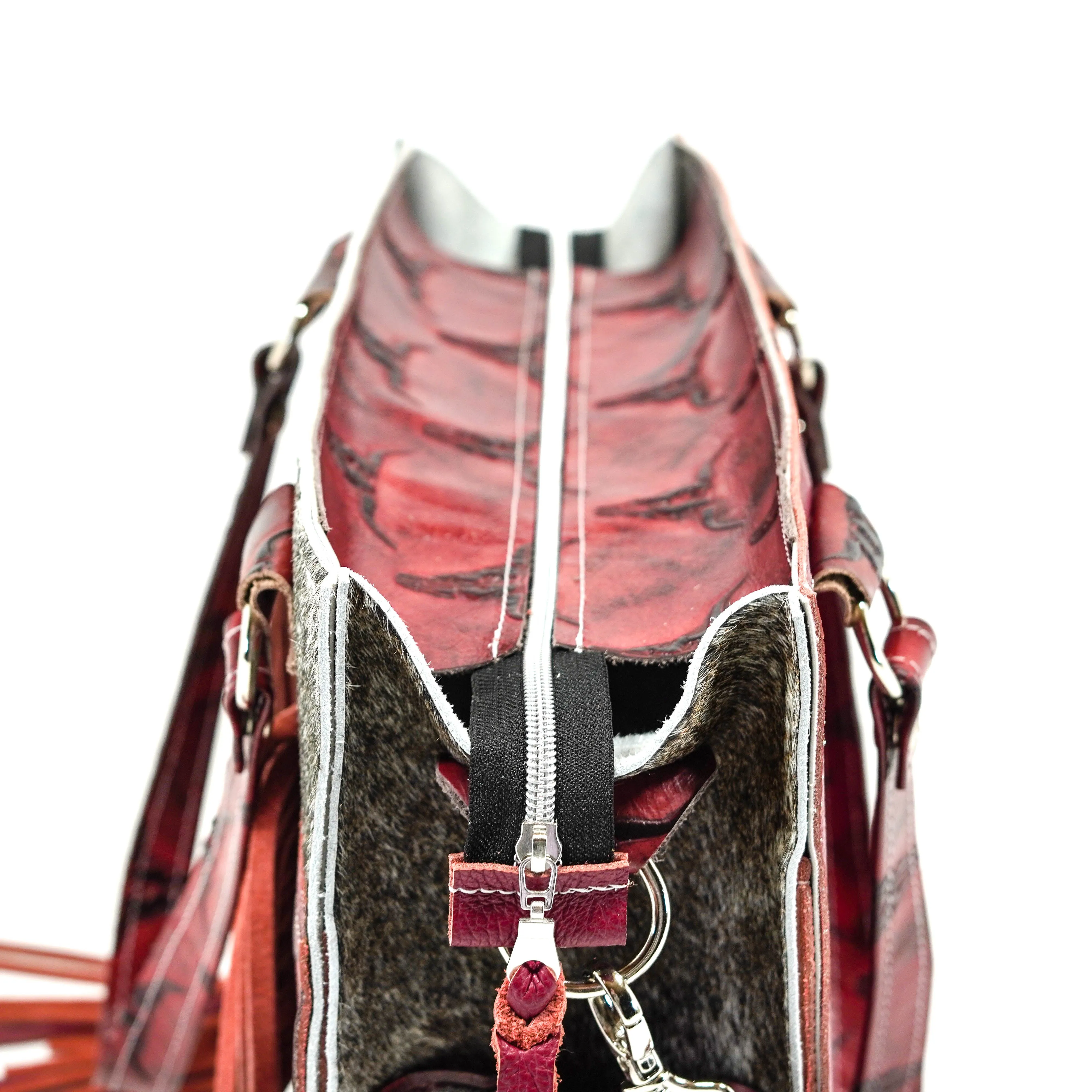 Clerk - Exotic Brindle w/ Burgundy Skulls