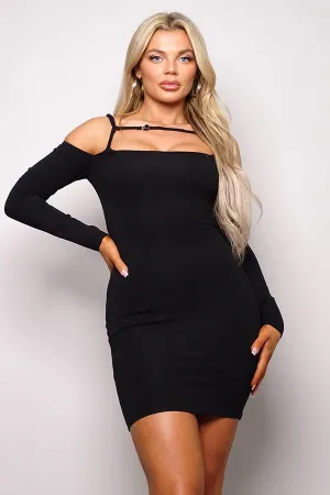Cold Shoulder Front Strap Mini Dress