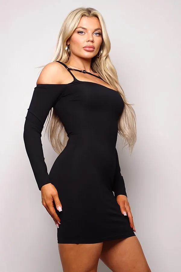 Cold Shoulder Front Strap Mini Dress