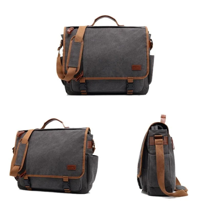 Commuter Canvas Crossbody Messenger Bag Laptop Bag for Men, 17 inches