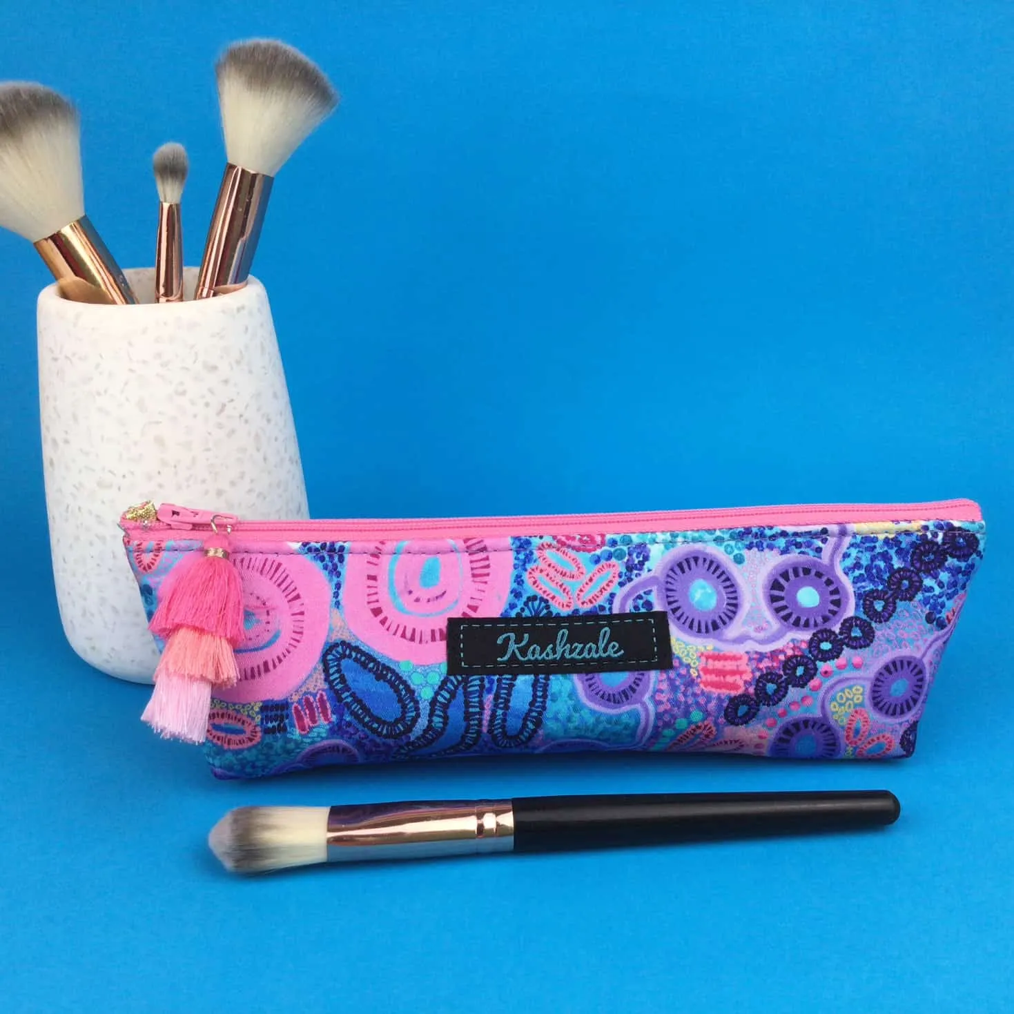 Coral Dreaming Makeup Brush Bag by Mahalia Mabo.