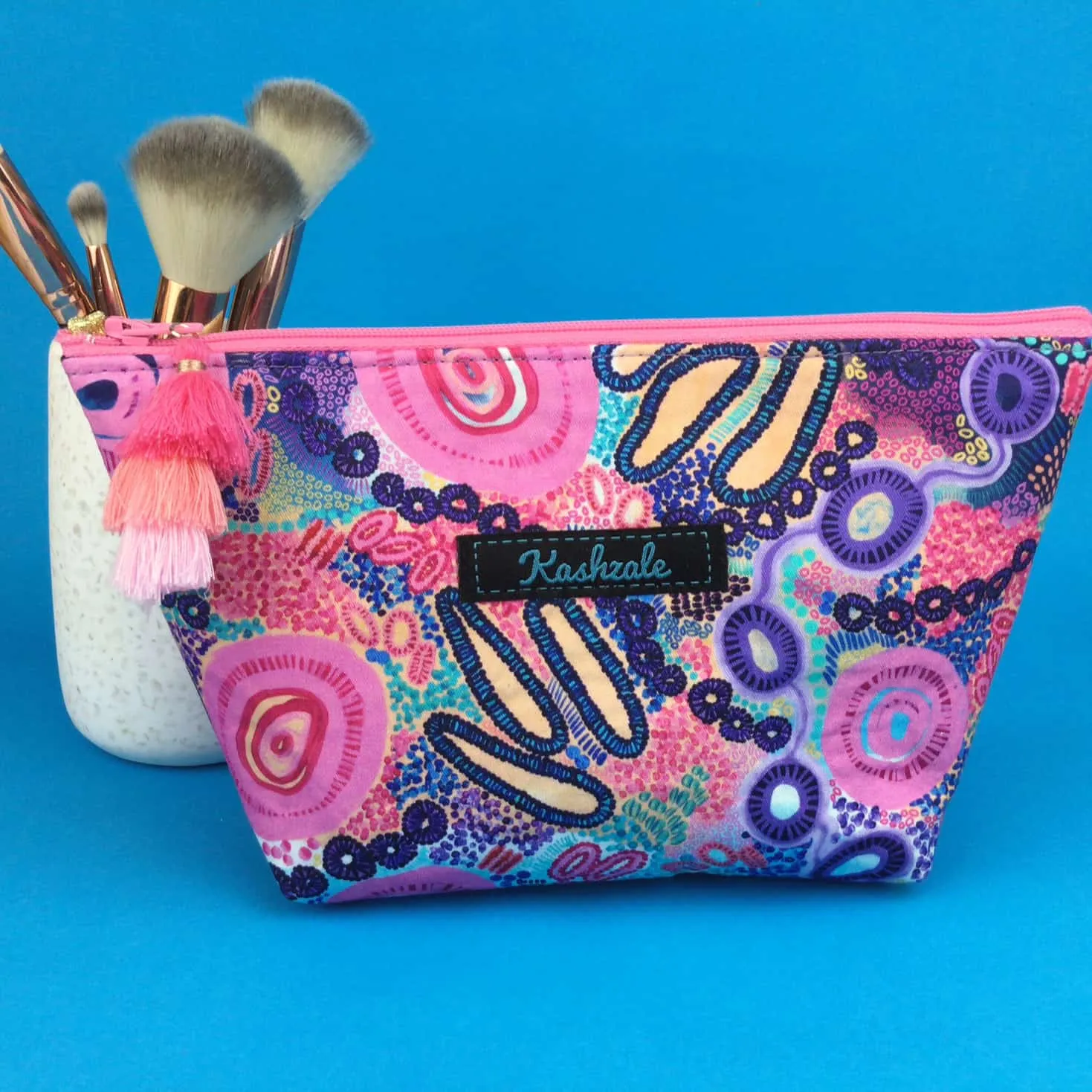 Coral Dreaming Medium Cosmetic Bag. Mahalia Mabo Design.