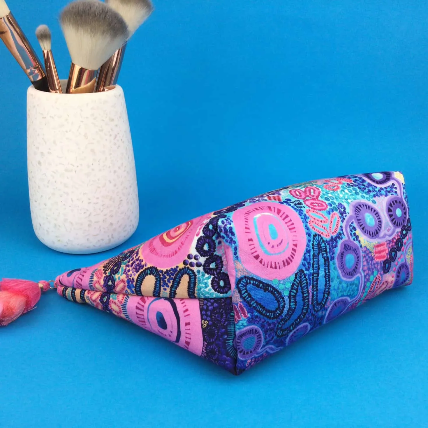 Coral Dreaming Medium Cosmetic Bag. Mahalia Mabo Design.
