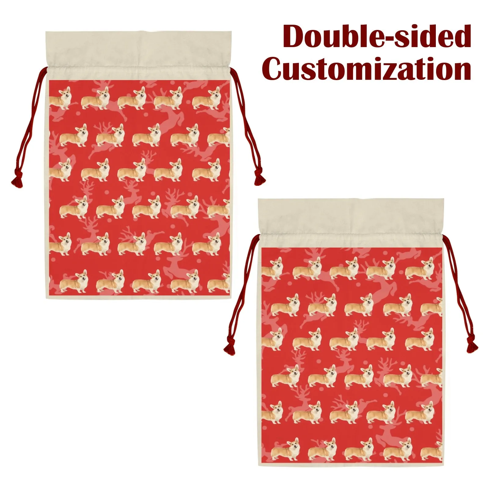 Corgi  Holiday Drawstring Bag
