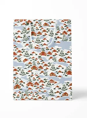 Cozy Alpine Village Medium Paper Gift Bag