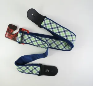 D'Addario Guitar Strap, Woven Gingham Navy/Teal