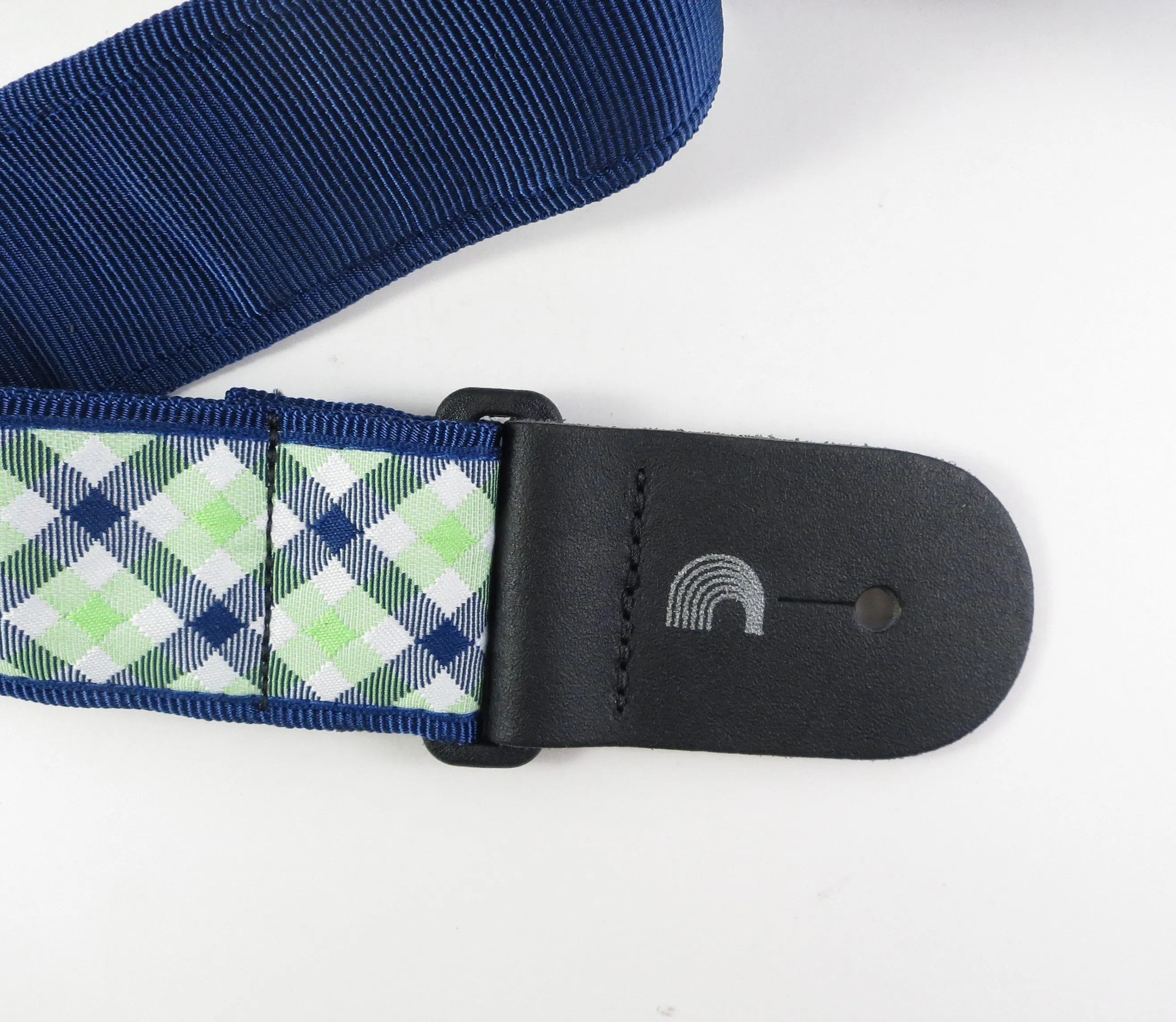 D'Addario Guitar Strap, Woven Gingham Navy/Teal