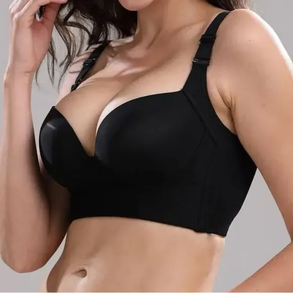 Deep Cup Fashion Women Black Push Up Hidden Underwire Support Lift Seamless Bra