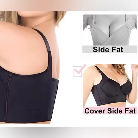 Deep Cup Fashion Women Black Push Up Hidden Underwire Support Lift Seamless Bra
