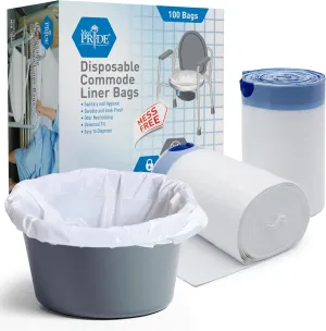 Disposable Bedside Commode Liner Bags [Pack of 100]- Odor-Control Leakproof