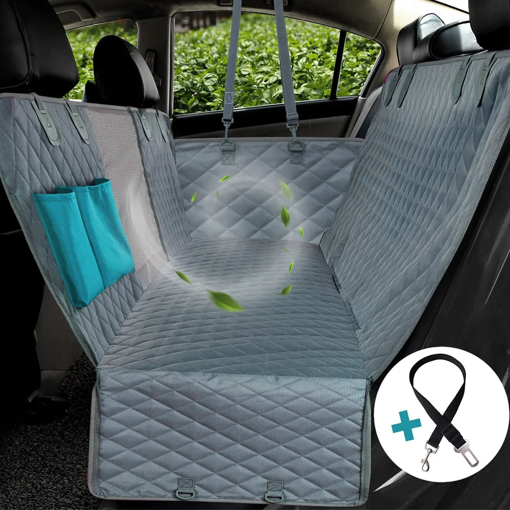 Dog Car Seat Cover Waterproof Rear Back Seat Protector With Zipper And Pockets