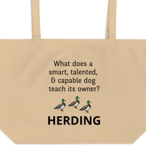Dog Teaches Duck Herding X-Large Tote/ Shopping Bags