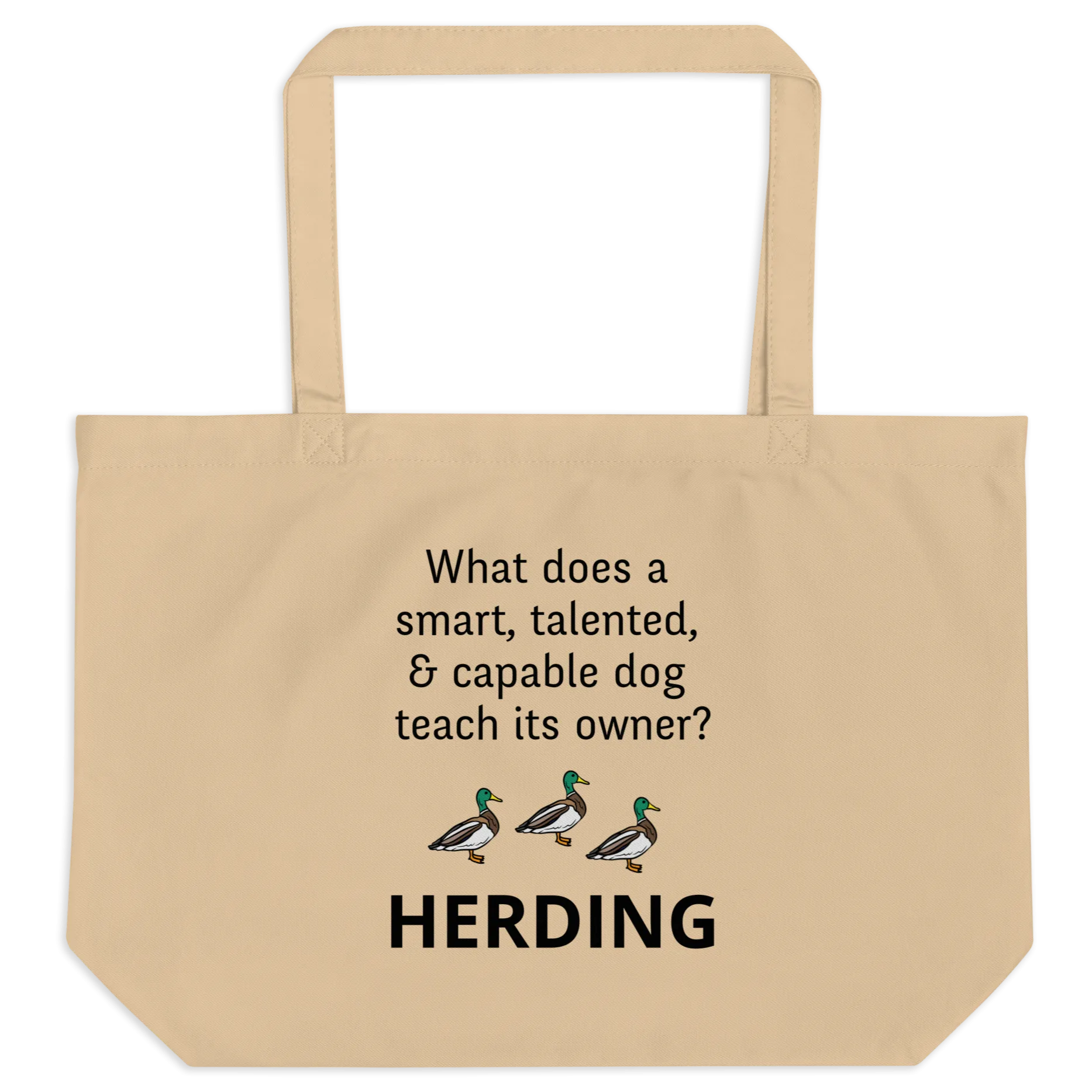 Dog Teaches Duck Herding X-Large Tote/ Shopping Bags
