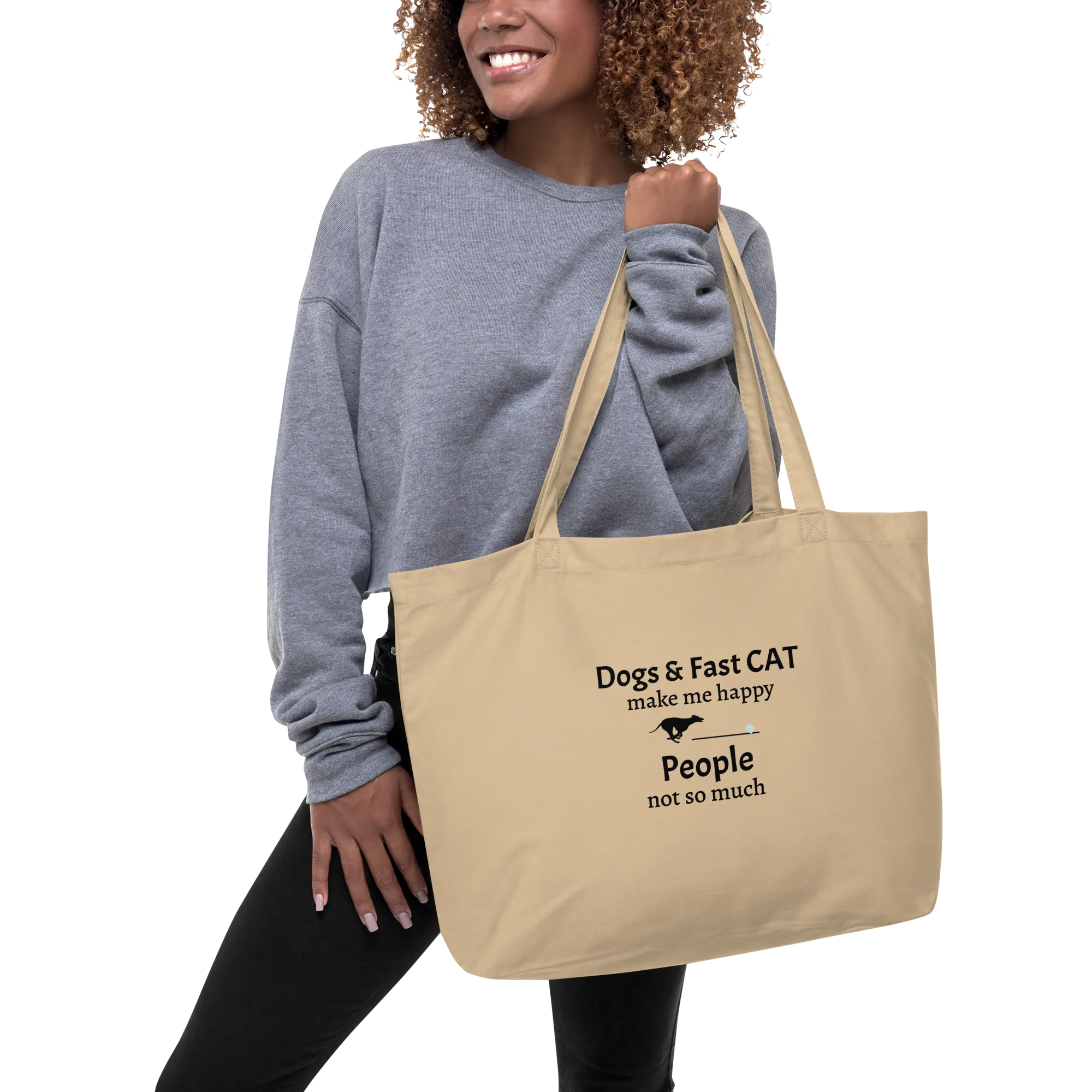 Dogs & Fast CAT Make Me Happy X-Large Tote/ Shopping Bags