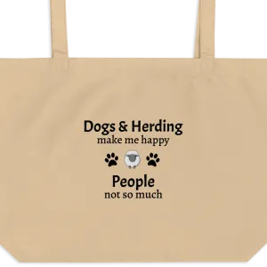 Dogs & Sheep Herding Make Me Happy X-Large Tote/ Shopping Bags