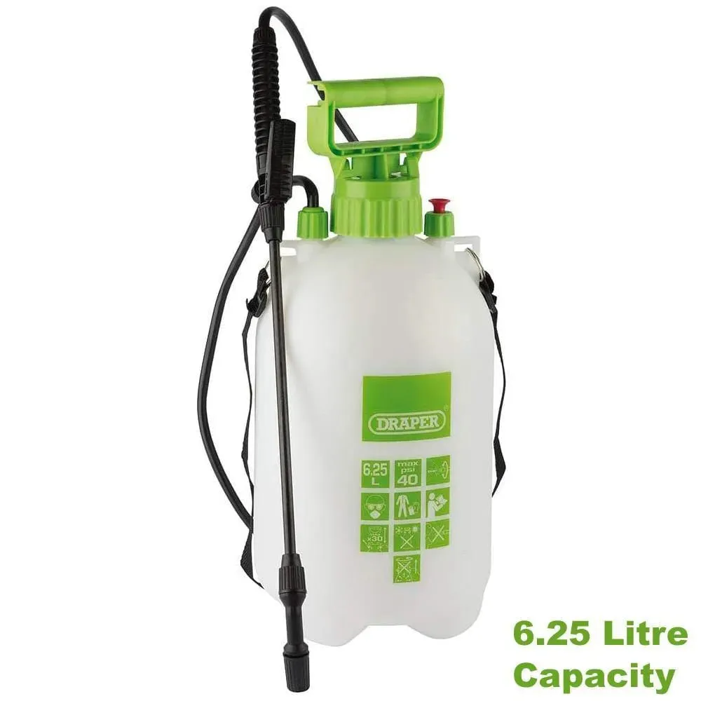 Draper 82468 Garden Pressure Sprayer 6.25 Litre Knapsack Weedkiller Chemical Pesticide