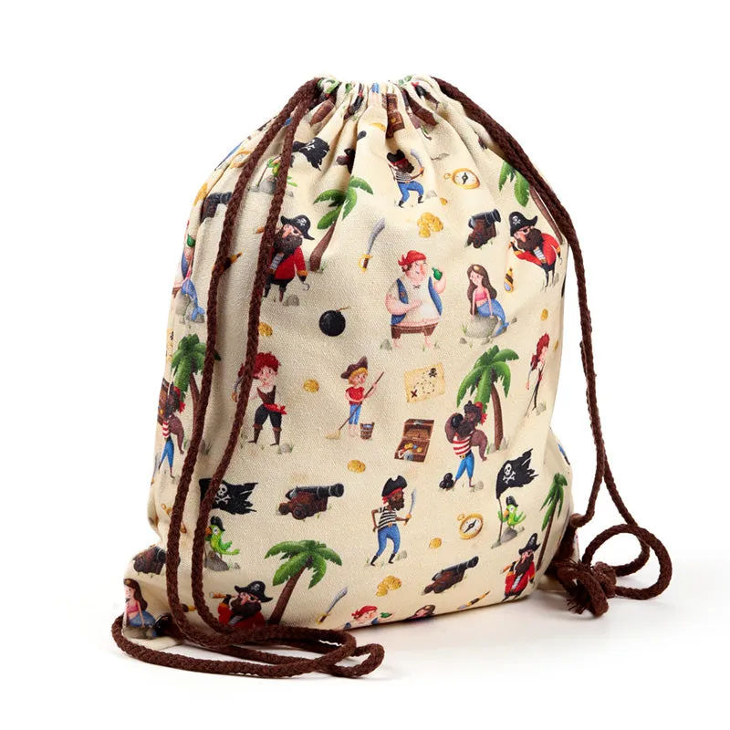 Drawstring Canvas Bag - Jolly Rogers Pirate