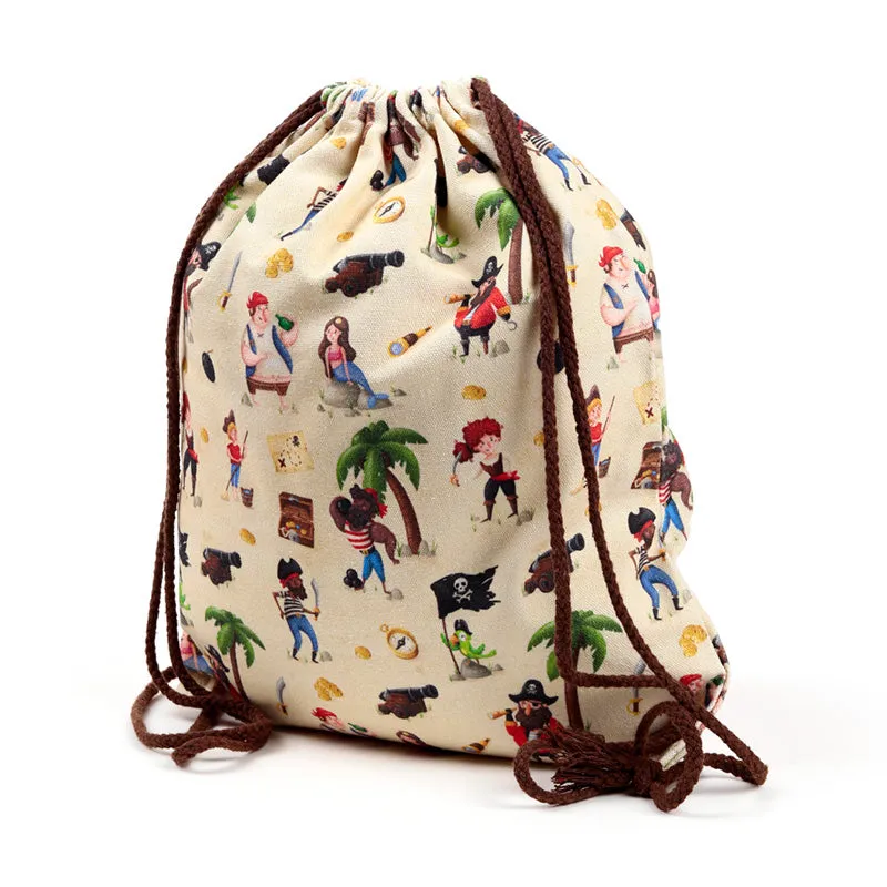 Drawstring Canvas Bag - Jolly Rogers Pirate