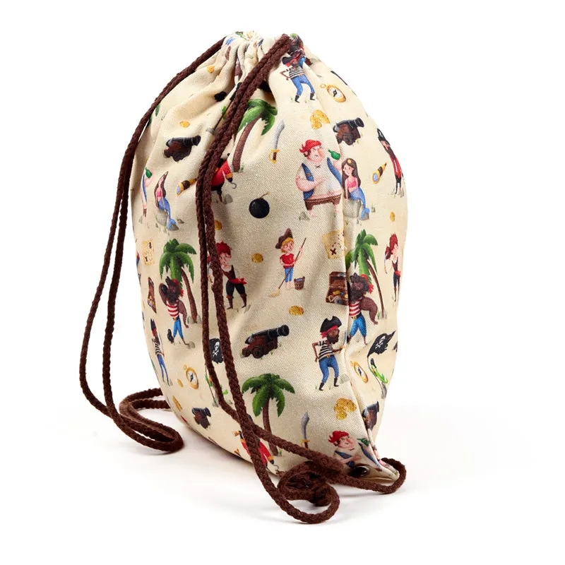 Drawstring Canvas Bag - Jolly Rogers Pirate