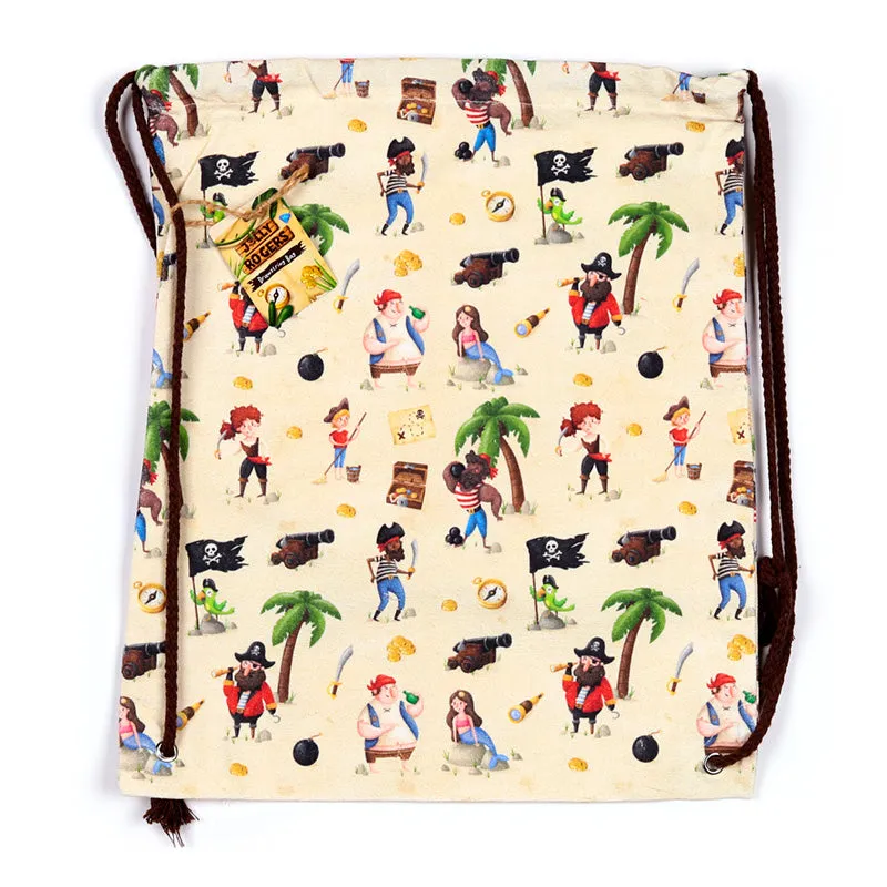 Drawstring Canvas Bag - Jolly Rogers Pirate