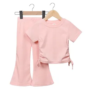 Drawstring Flare Set - Pink