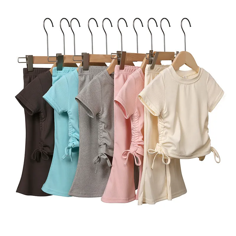 Drawstring Flare Set - Pink