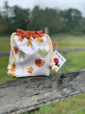 Drawstring Project Bag by Rose (MEDIUM) - MUSICAL LEAVES / Burnt Orange