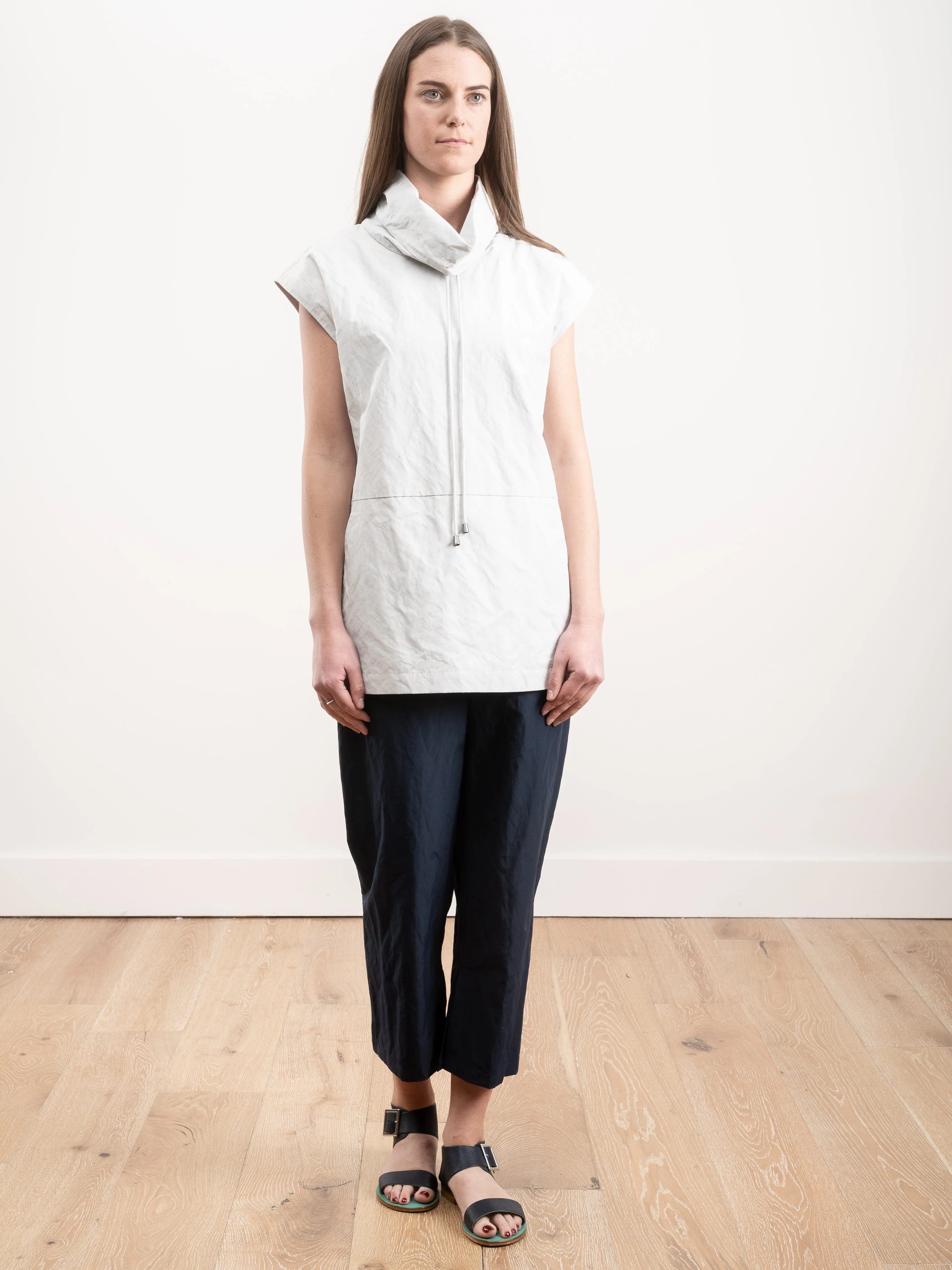 drawstring pullover top - stone