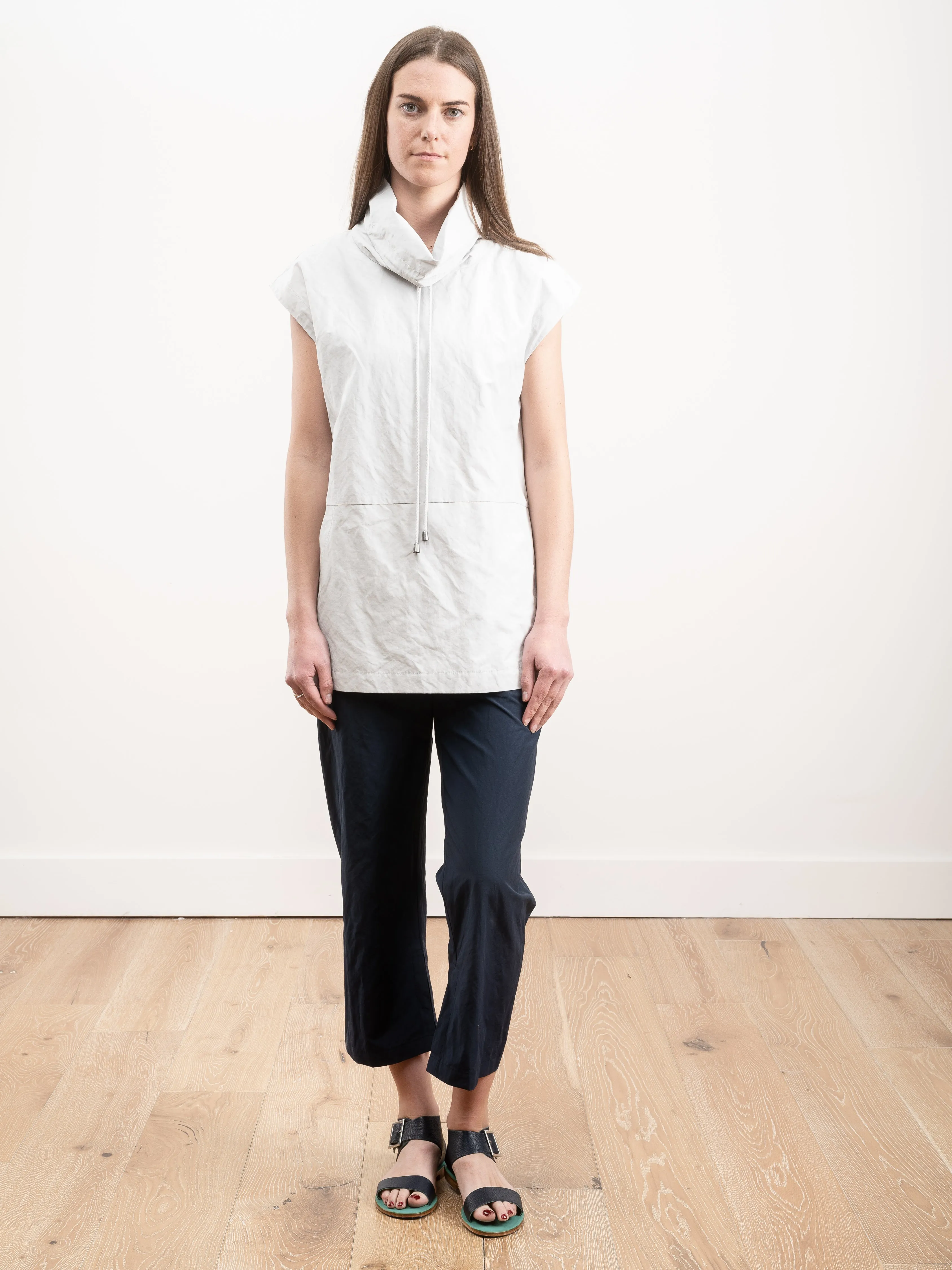 drawstring pullover top - stone