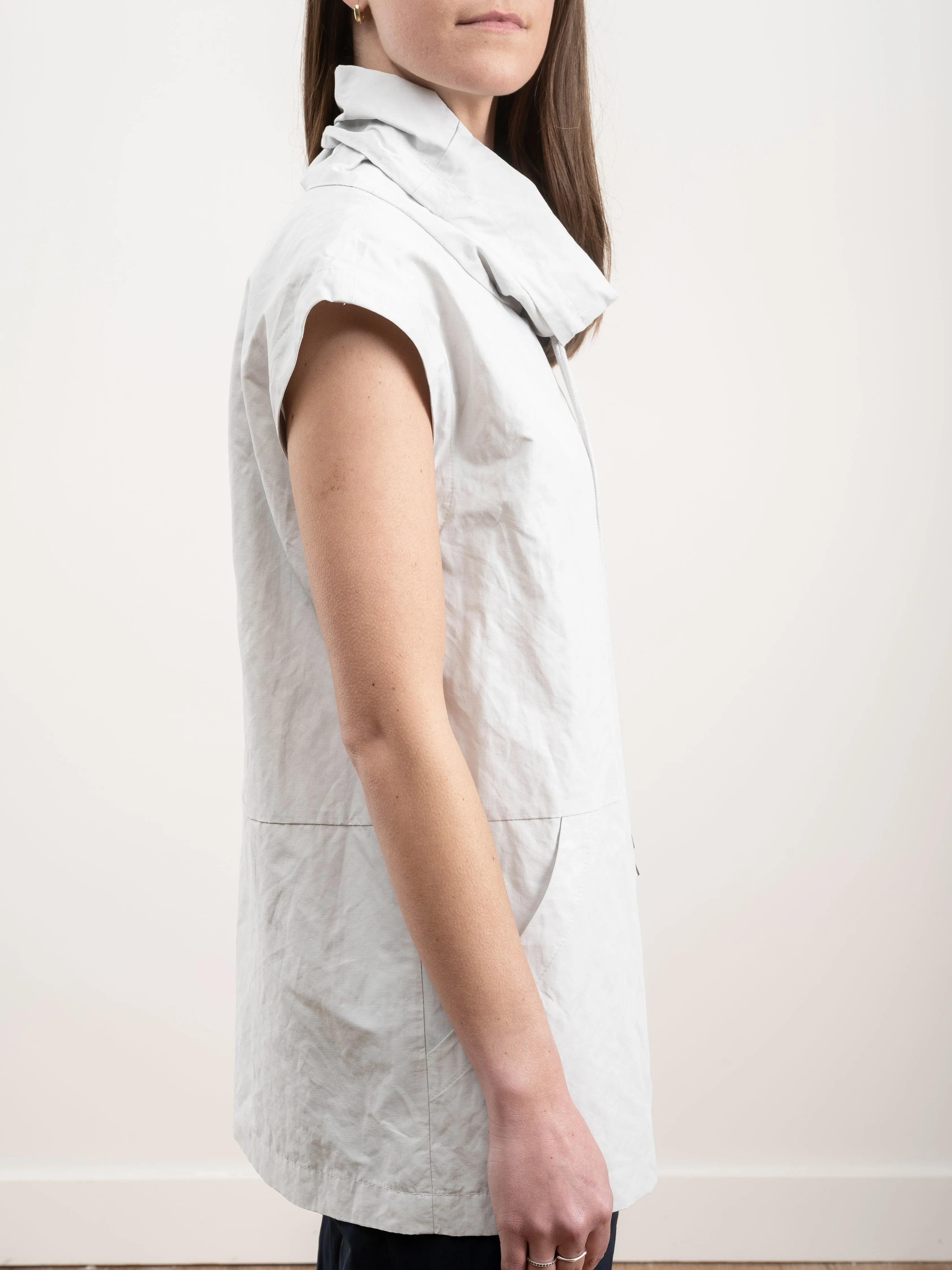 drawstring pullover top - stone