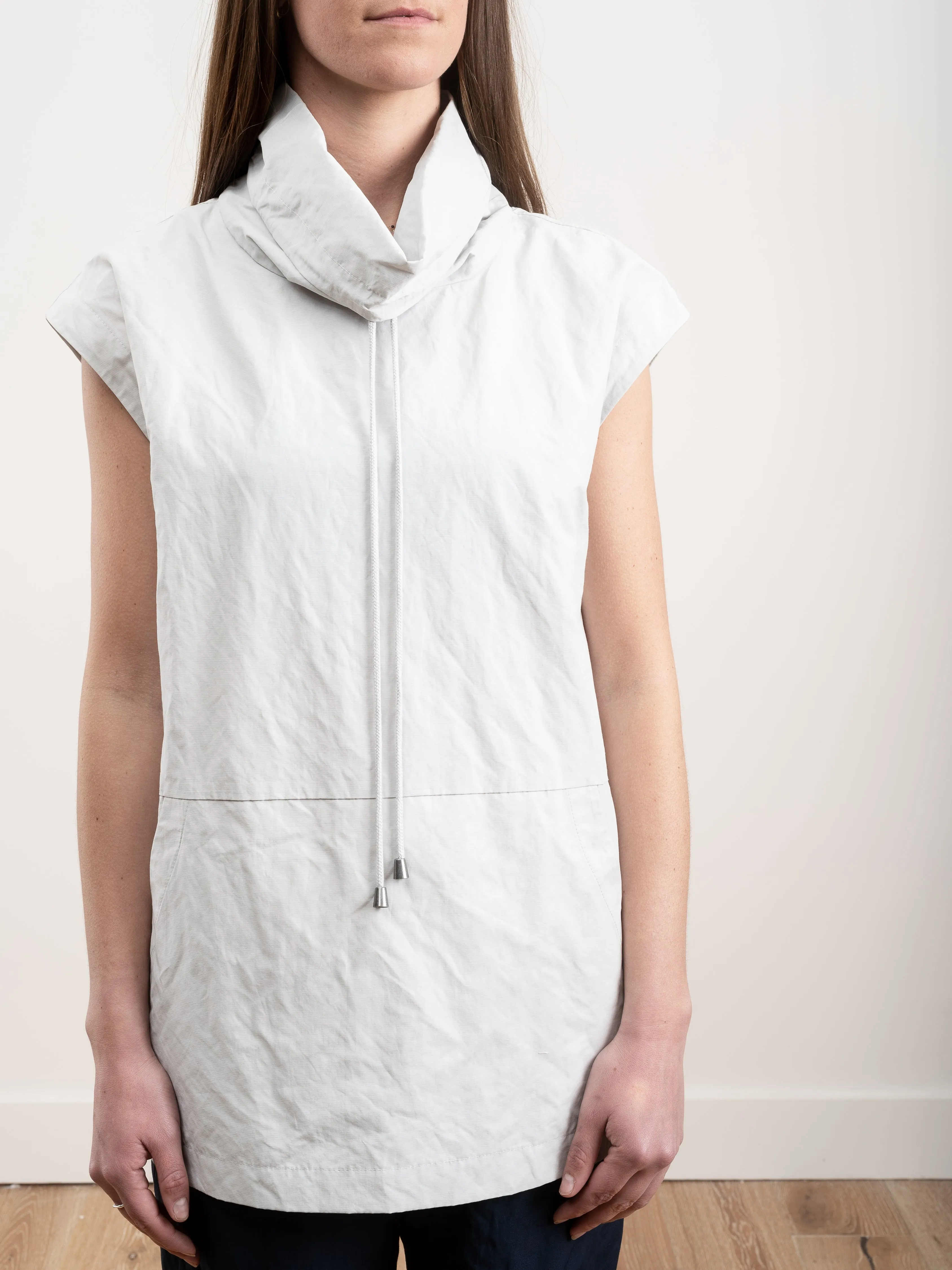 drawstring pullover top - stone