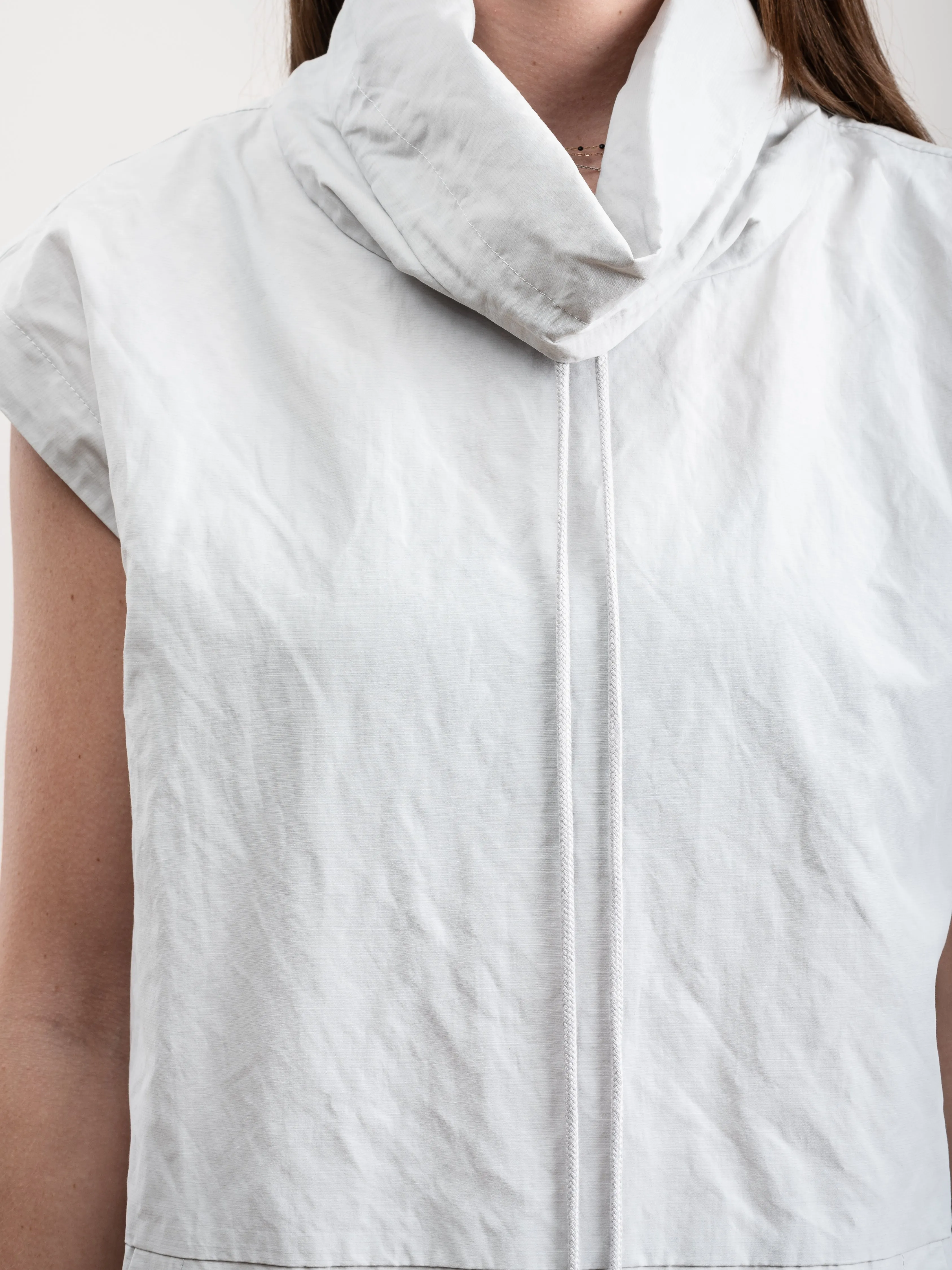 drawstring pullover top - stone