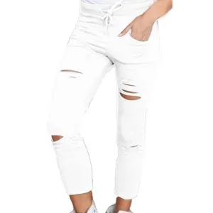 Drawstring Waist Denim Pants