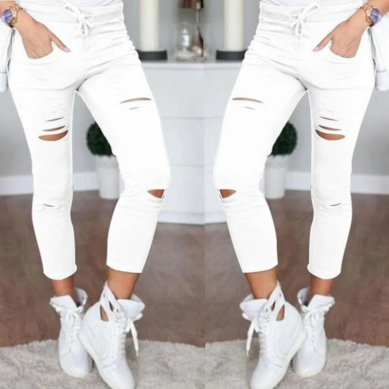 Drawstring Waist Denim Pants