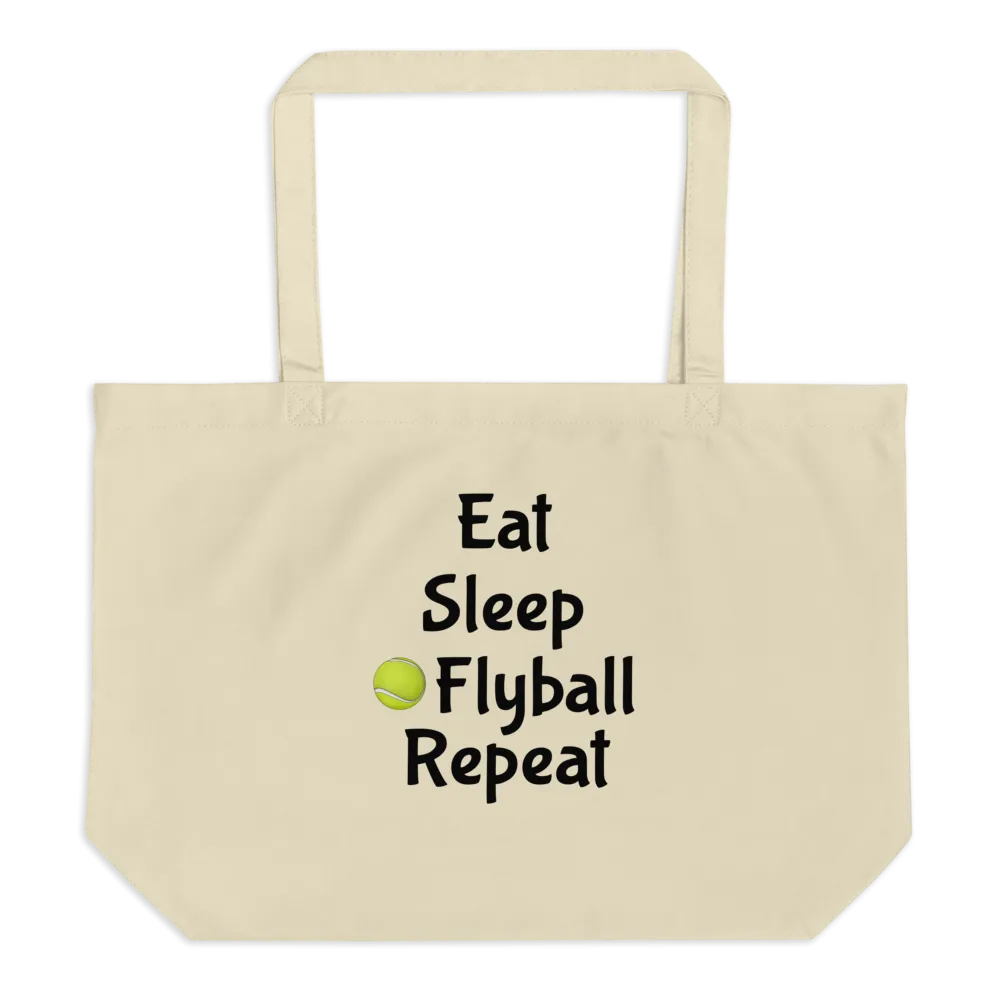 Eat Sleep Flyball Repeat X-Large Tote/Shopping Bag - Oyster