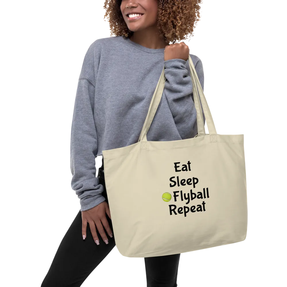 Eat Sleep Flyball Repeat X-Large Tote/Shopping Bag - Oyster