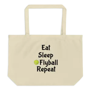 Eat Sleep Flyball Repeat X-Large Tote/Shopping Bag - Oyster