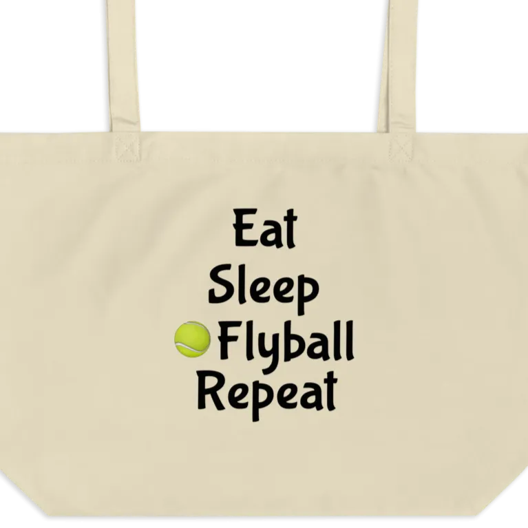 Eat Sleep Flyball Repeat X-Large Tote/Shopping Bag - Oyster