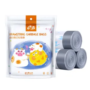 eClean Drawstring Garbage Bags with Cat Paw and Cow Pattern - 45x50cm, 81 Pieces