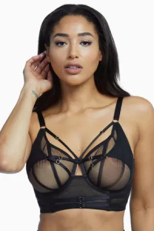 Eddie Crossover Wrap Bra - Black -