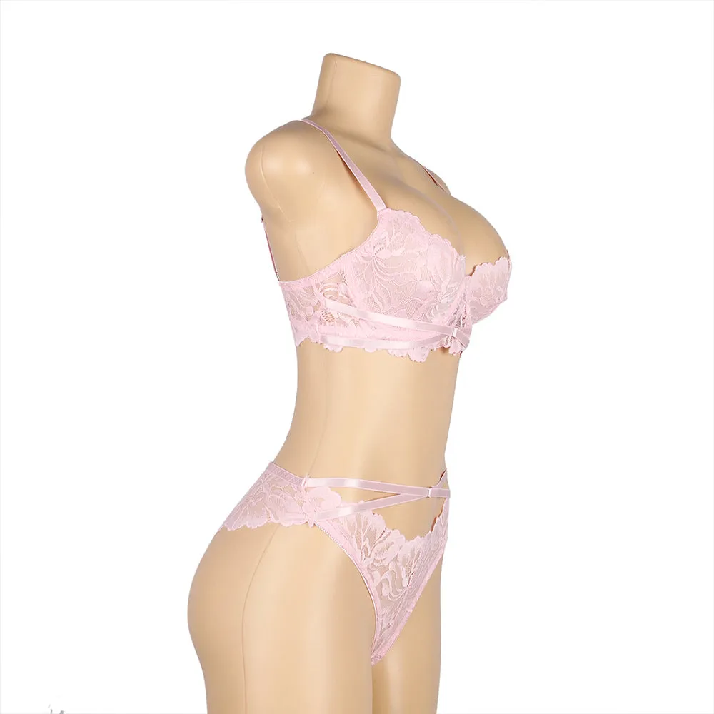 Egypt Floral Lace Adjustable Strap Underwire Bra Set