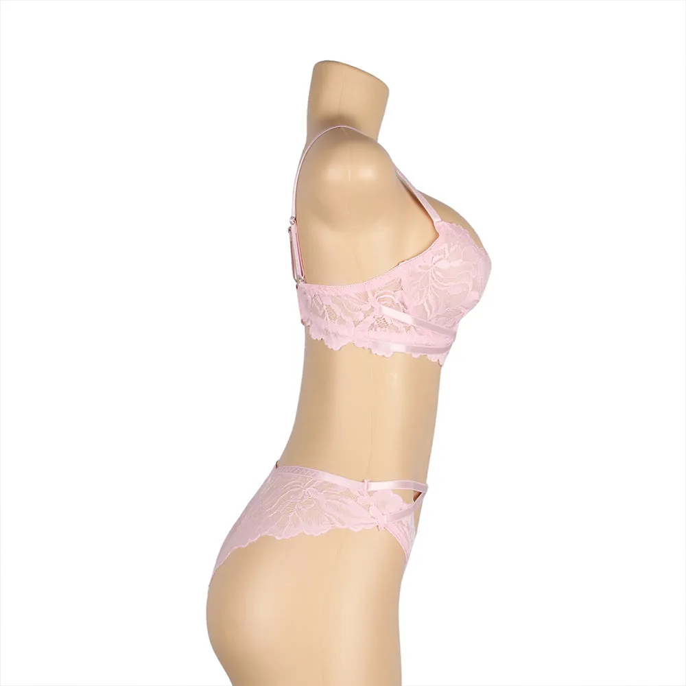 Egypt Floral Lace Adjustable Strap Underwire Bra Set